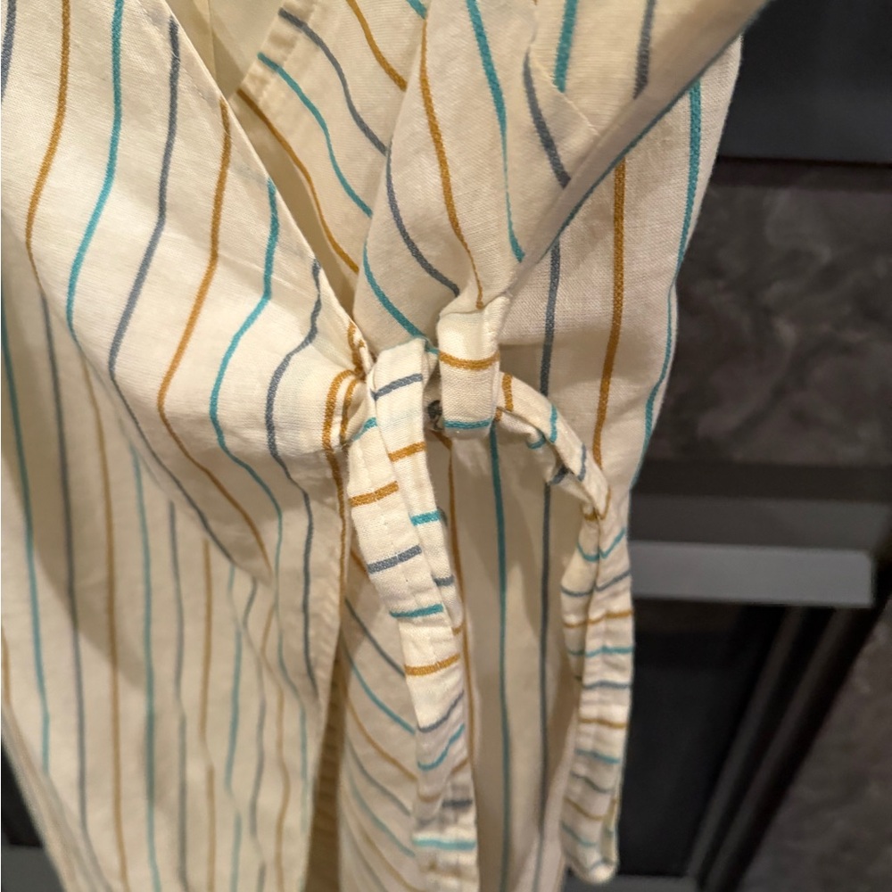 BCBGeneration Beige Striped Midi Wrap Dress Medium - Picture 8 of 16